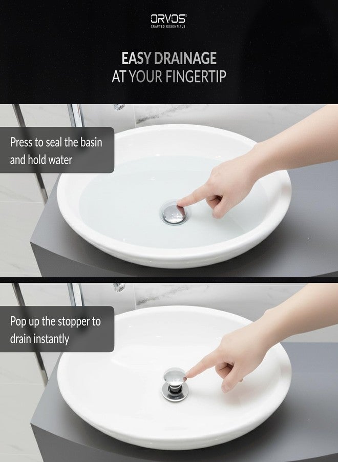 Orvos Pop-Up Style Waste Coupling, Pure Brass, Chrome Color, 3 Inches, for Sinks and Wash Basins - Image 2